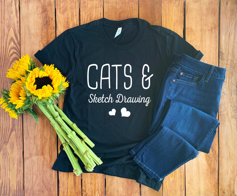 Cats & Sketch Drawing Shirt • Sketch Drawer Shirt • Cat Lover Shirt • Sketch Drawing Gift • Cat Lover Gift • Sketch Artist Shirt