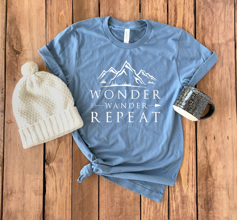 Wanderlust Shirt • Wonder Wander Repeat • Hiking Shirt • Mountain Climbing T-Shirt • Adventure Shirt • Camping T-Shirt • Wanderlust T-Shirt