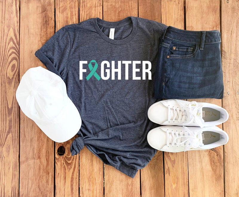 Ovarian Cancer Fighter Shirt • Teal Cancer Ribbon • Ovarian Cancer Shirt • Ovarian Cancer T-Shirt • Cancer Survivor T-Shirt • Unisex Tee