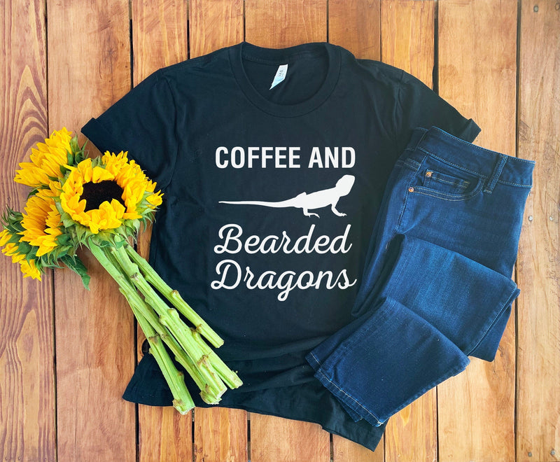 Coffee & Bearded Dragons Shirt • Bearded Dragon Mom • Bearded Dragon Tee • Bearded Dragon Lover • Coffee Lover Shirt • Dragon Lizard Shirt