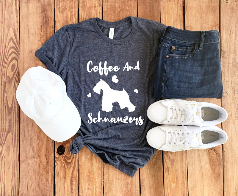 Coffee And Schnauzers Shirt • Schnauzer Mom Shirt • Schnauzer Mom Gift • Schnauzer Lover • Gift for Dog Mom • Coffee Shirt • Unisex Tee