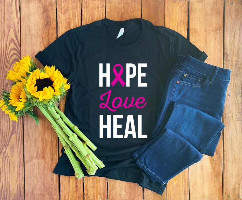 Breast Cancer T-Shirt • Hope Love Cure Shirt • Breast Cancer Fight Shirt • Fight Like a Girl • Breast Cancer Ribbon • Breast Cancer Shirt